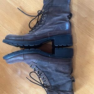 Timberland Brown Leather Canvas Lace up boot
